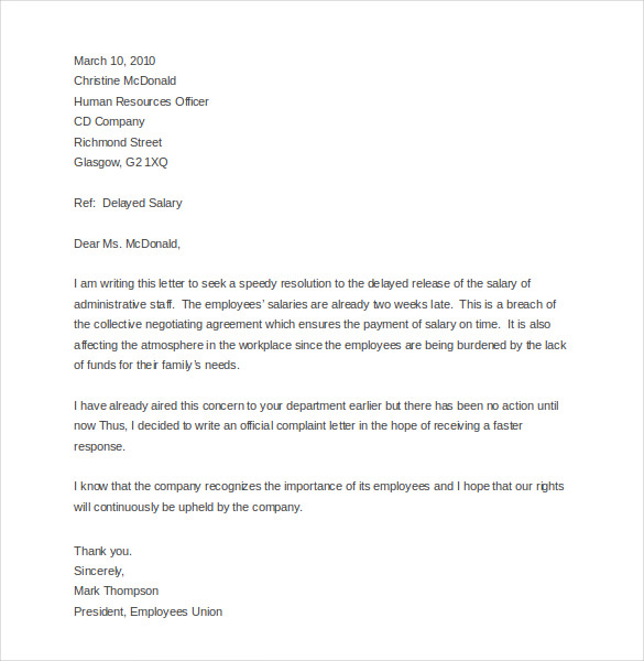  Sample Letter Of Complaint To Management PDF Doc Top Letter Templates