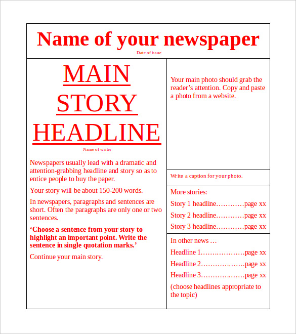 Newspaper Template Google Docs Pdf