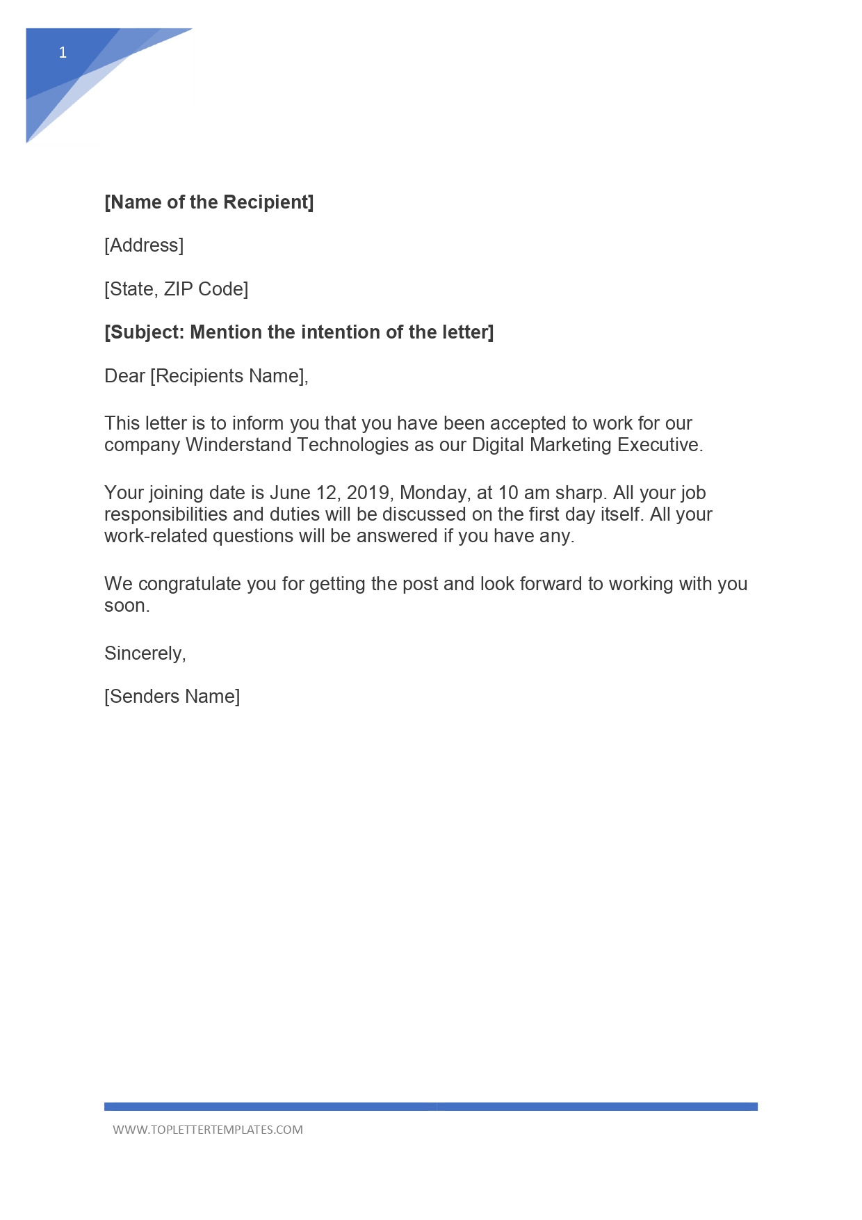 Job Acceptance Letter From Employer Sample PDF Top Letter Templates