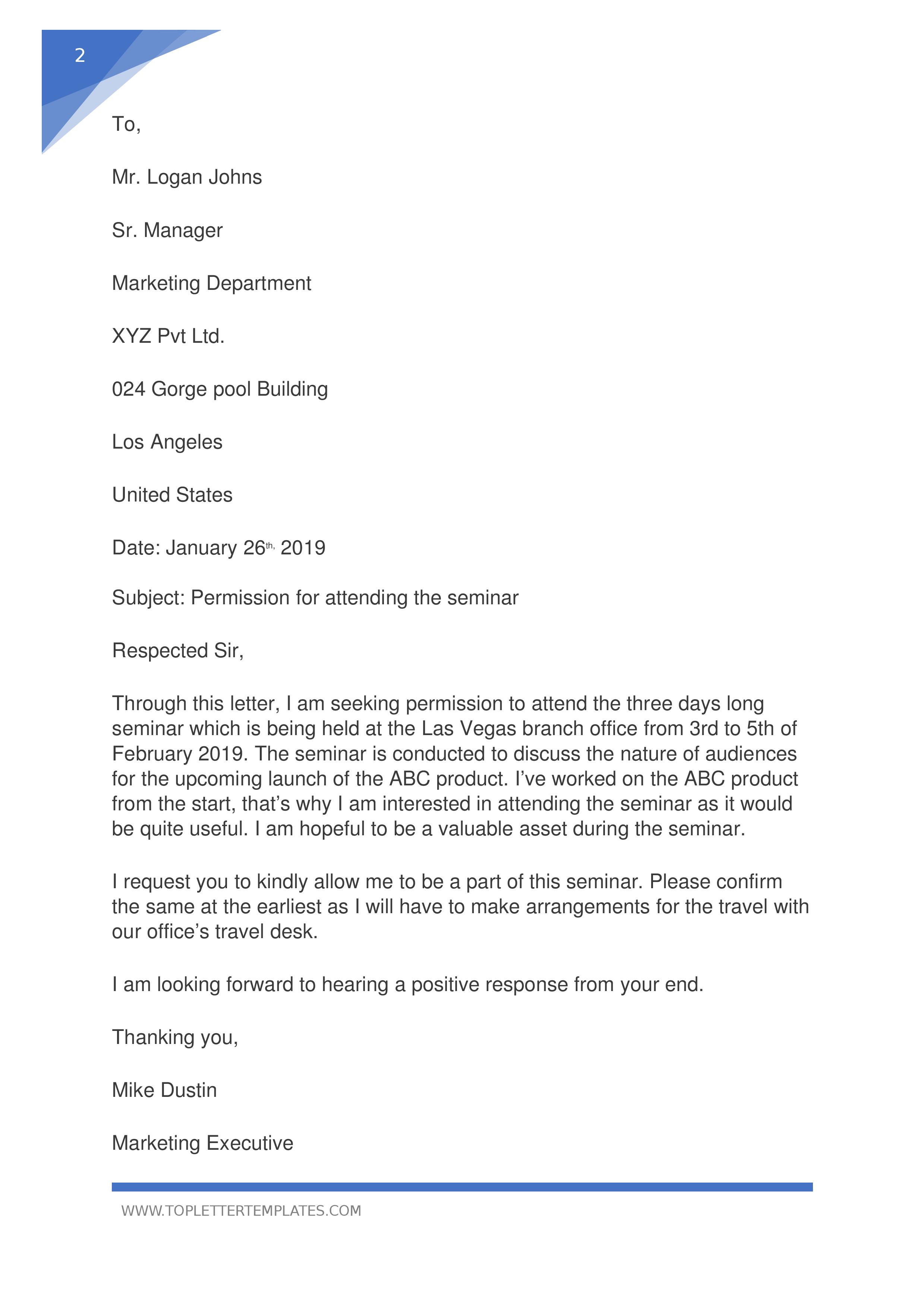 Sample Letter Asking Permission To Do Something PDF Examples Top 