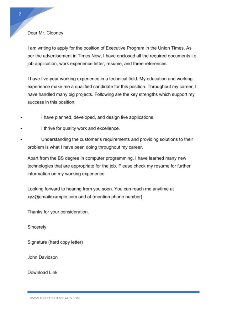 Application Letter For A Job Sample Word