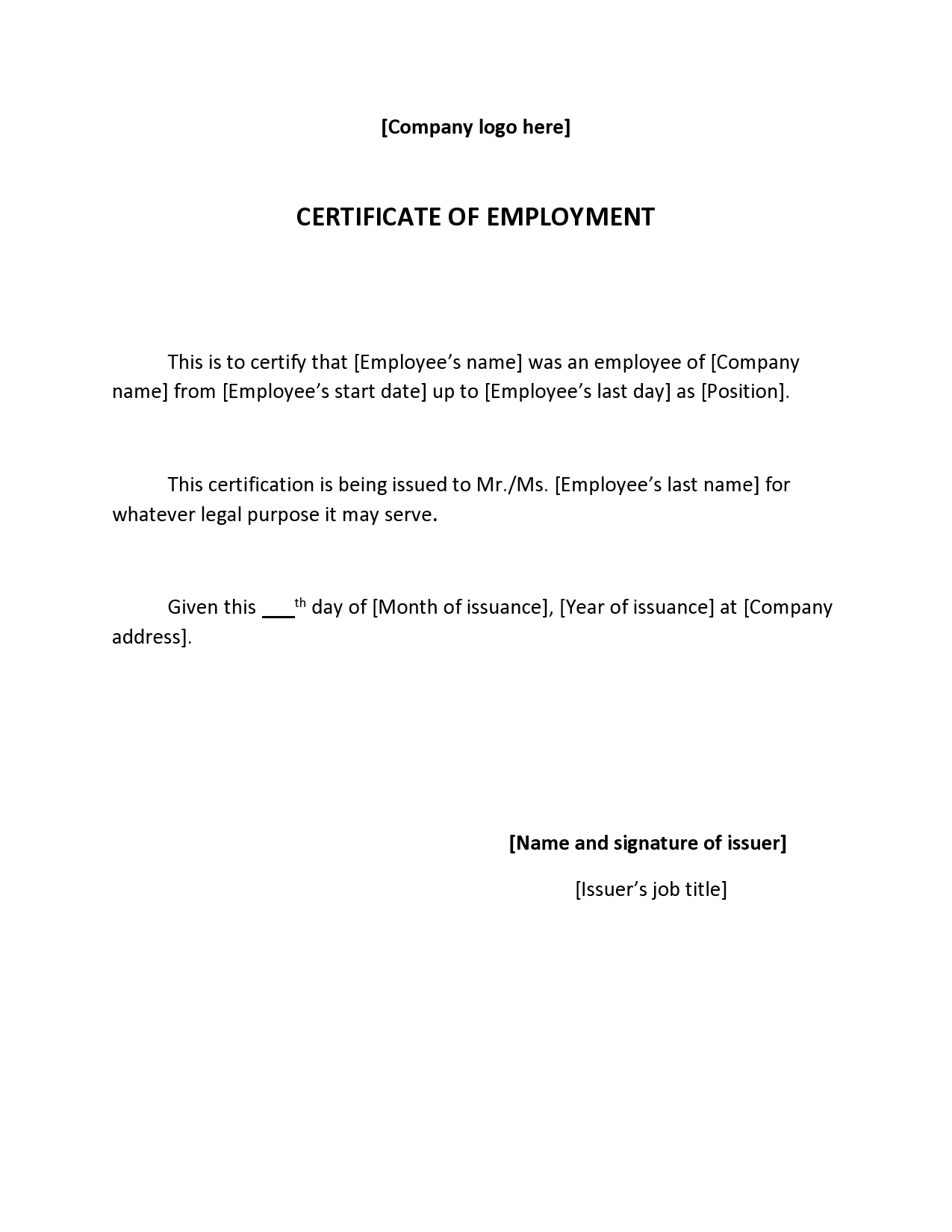 free-certificate-of-employment-templates-pdf-word
