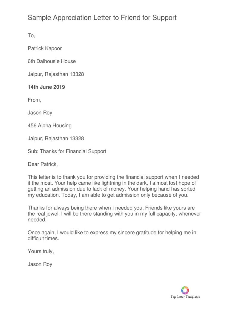 Sample Letter of Appreciation for Support - Pdf, Doc - Top ...