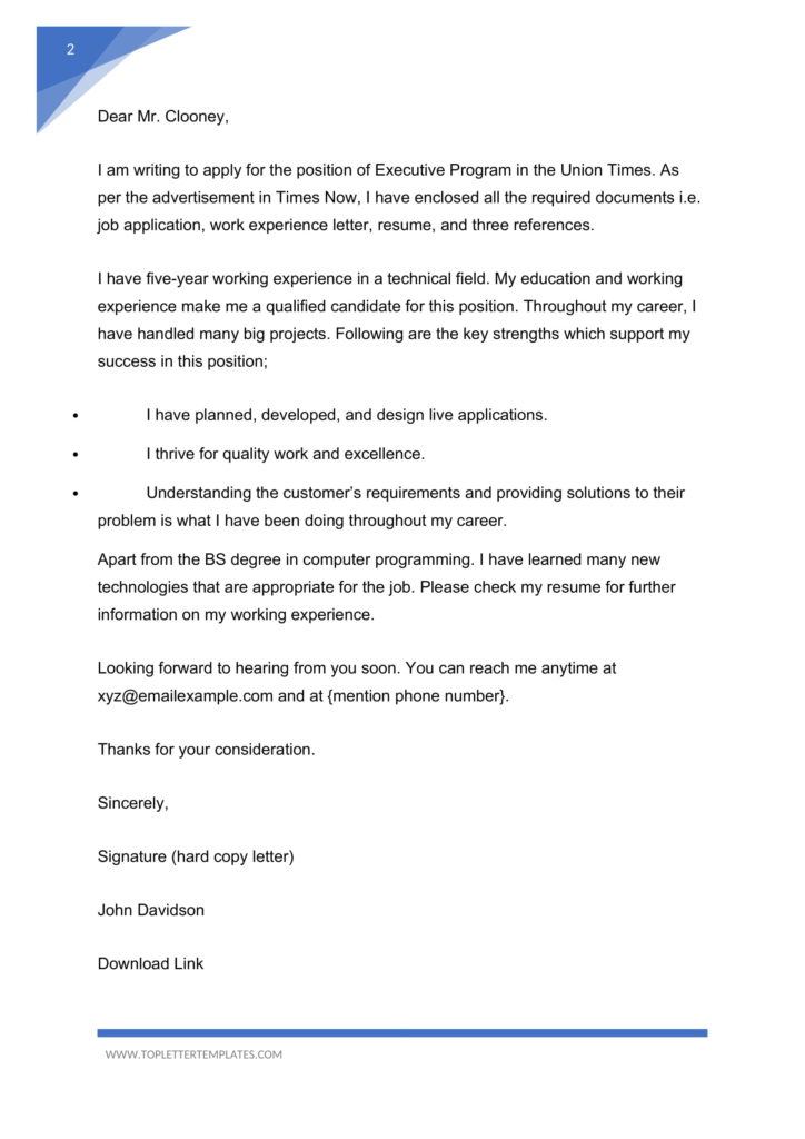 cover letter email apply job